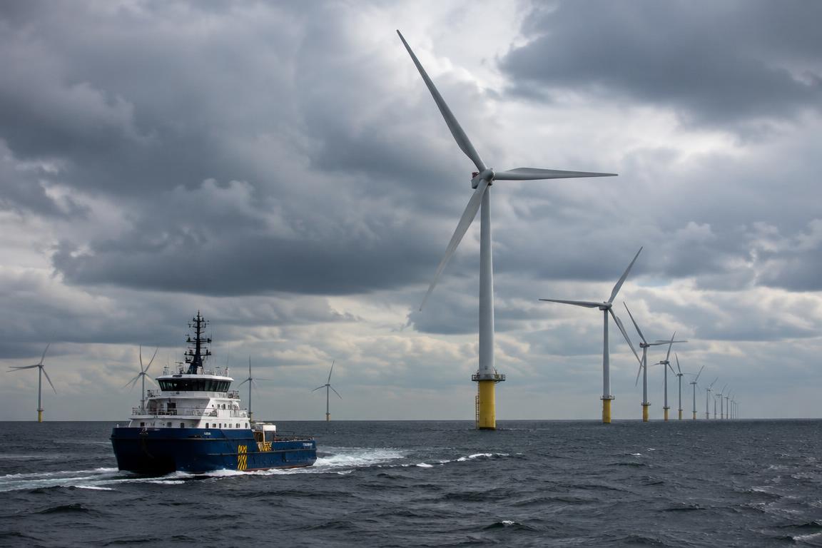 Offshore wind turbines at sea